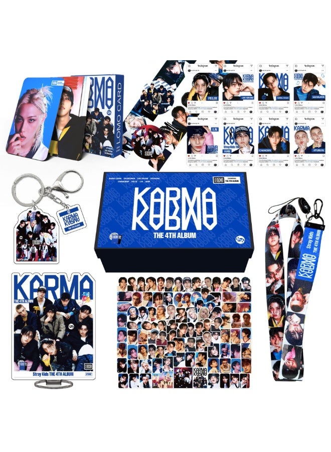 RTYY StrayKids Album KARMA Gift Box With Lomo Cards, Acrylic Stand, Hand Account Tape, Keychain, Lanyard, Stickers, Photo Card - Image 1